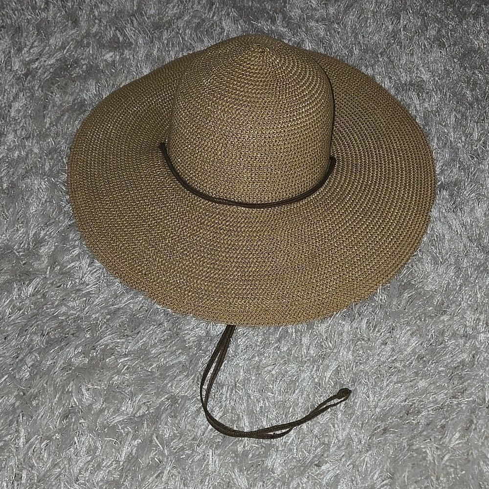 Natural Straw Floppy Hat sun fun sport vacation womens tan brown travel Visor - Picture 2 of 13